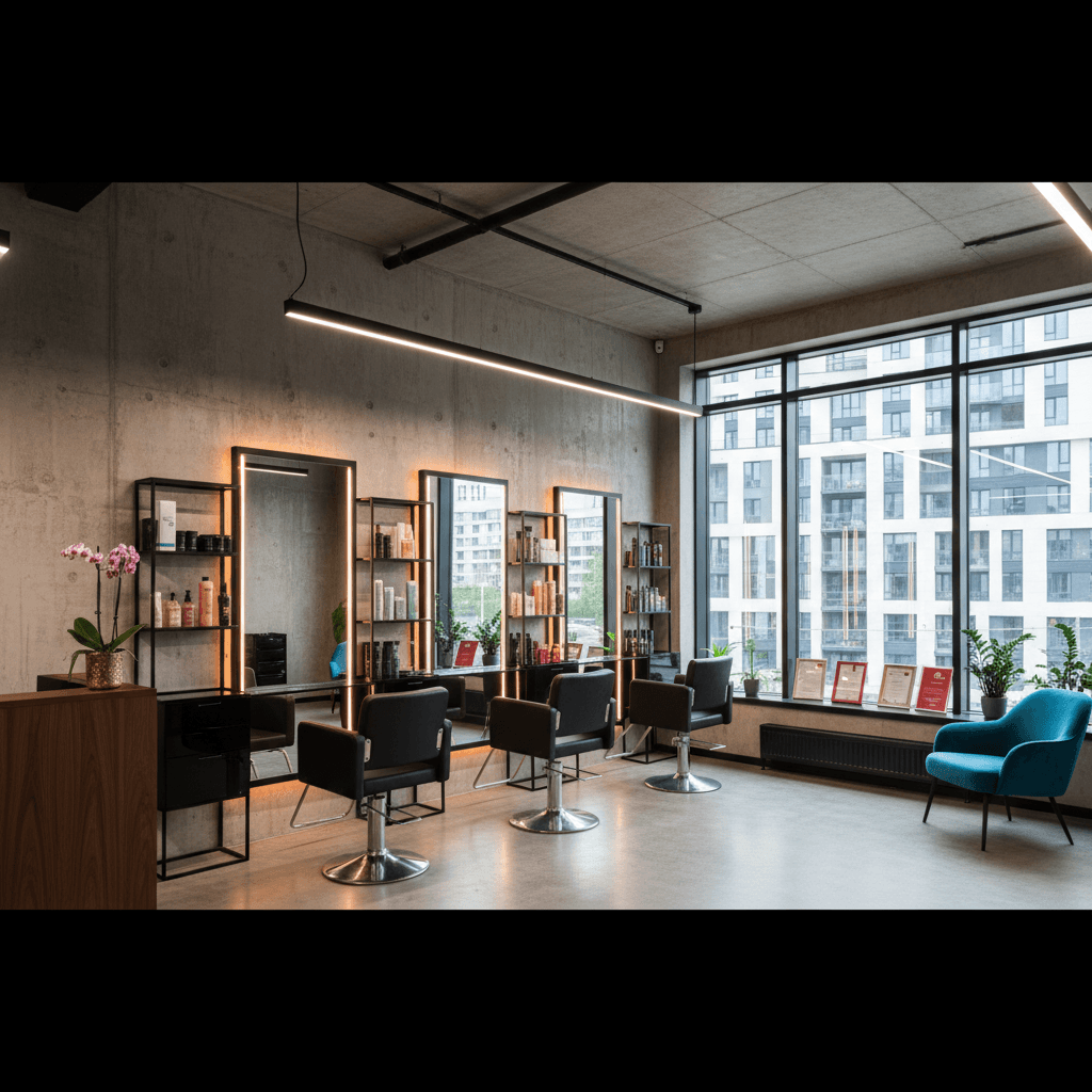 Сучасний інтерʼєр салону краси WO! Beauty Station у ЖК Варшавський
